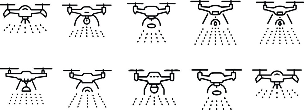 Agriculture drone icon set vector illustration on white background