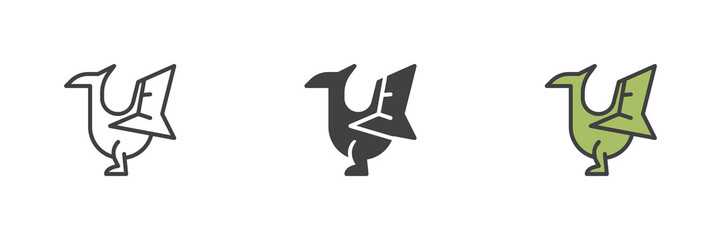 Pterodactyl line, solid and colorful icon set pack © alekseyvanin