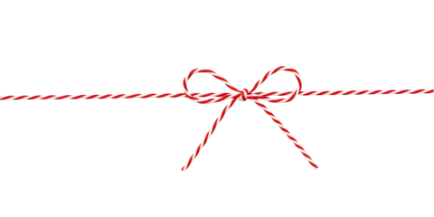 Red and White Striped Twine Bow Decoration