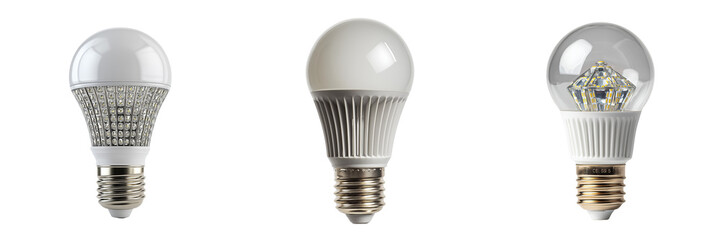 Collection of High power led reflector bulb isolated on a transparent background