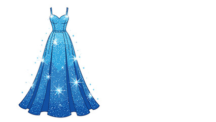 Sparkling blue evening gown with a sweetheart neckline and flowing skirt is perfect for a magical night.