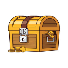 Open treasure chest with gold coins Vector