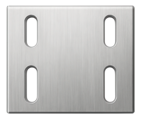 Aluminum duct bracket with slotted holes for simple adjustments.