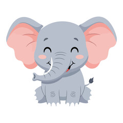 Playful baby elephant sitting