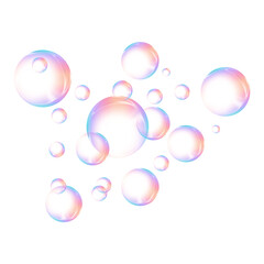 Soap bubbles on a transparent background, painted in watercolor PNG