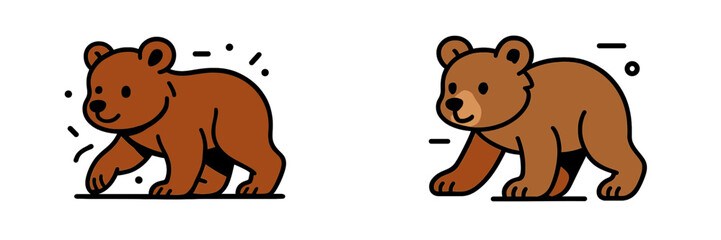 Cute vector illustration of a playful brown bear in a simple style