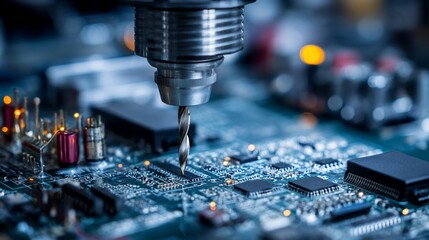 Precision drill machining electronic circuit board