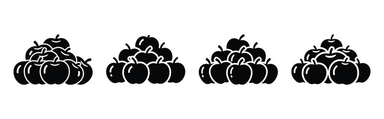 apple pile silhouette icon vector set