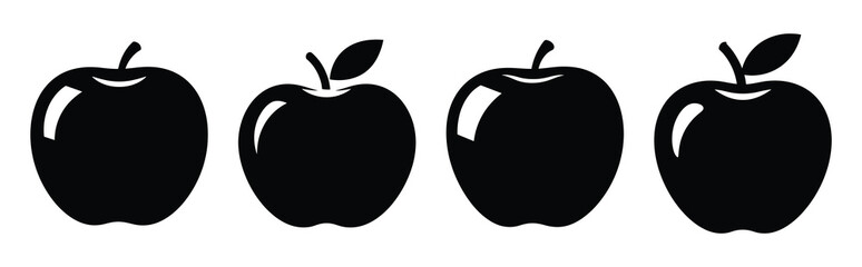 apple silhouette icon vector set