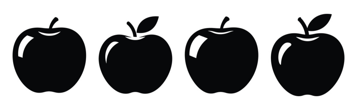 apple silhouette icon vector set