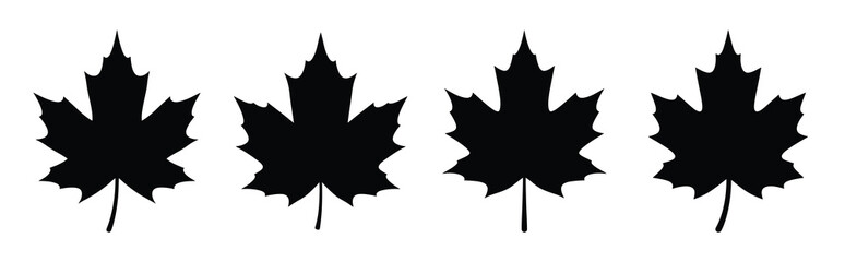 autumn maple leaf silhouette icon vector set