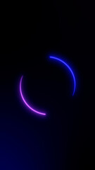 Two glowing arcs rotate slowly in neon pink and blue tones. Perfect abstract loop for tech backgrounds, music visuals, or digital sci-fi designs.