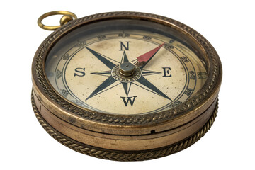 Antique brass compass, a vintage navigation tool, perfect for travel, adventure, and exploration enthusiasts, symbolizing direction and guidance