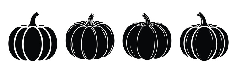 harvest pumpkin silhouette icon vector set