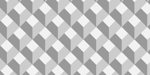 Vector decoration white and gray seamless material pattern with square cubic and cube design. Geometric pattern illustration mosaic.