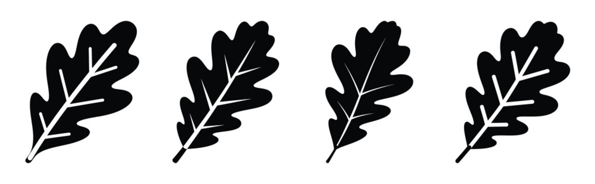 oak leaf silhouette icon vector set