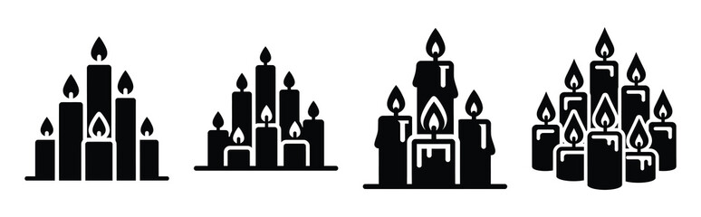 thanksgiving candles silhouette icon vector set
