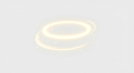 輝く黄金色の光の輪が優雅に煌めく幻想的な視覚効果柔らかな輝きが神秘的な美しさを演出する. AI Generated