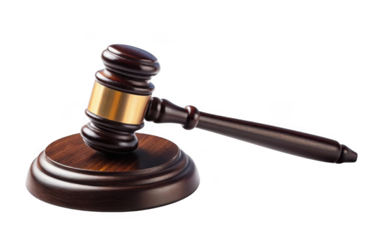 Wooden judge gavel isolated on transparent background - Powered by Adobe