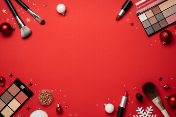 Winter cosmetic, make-up products. Christmas sale and shopping concept.