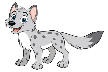 Obraz premium An adorable cartoon gray wolf shows a cheerful expression on transparent background