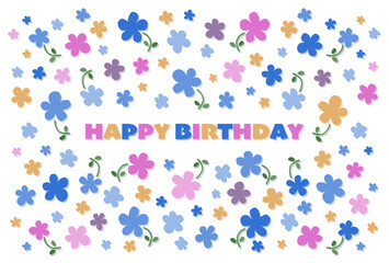 誕生日祝いのベクターイラスト(カラフルポップな花模様)