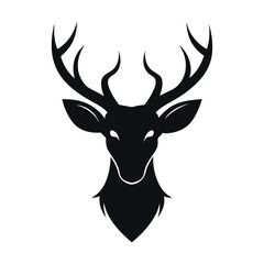 Fototapeta premium set of black deer head logo style silhouettes vector art.ai