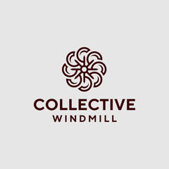 windmill logo with initial letter c design template illustration