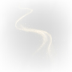 Flowing golden light on a transparent background with smooth curves and sparkles creating a bright design