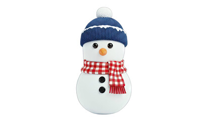 Cute Snowman with Hat and Scarf on White Background