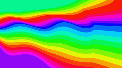 Obraz premium Vibrant Rainbow Waves: Bold, Colorful Abstract Illustration for Eye-Catching Backgrounds & Dynamic Graphics