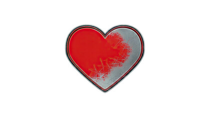 Damaged Heart Symbol on White Background