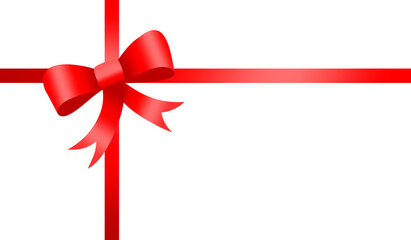 Red ribbon with bow on transparent background. gift wrap overlay.