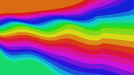 Vibrant Spectrum: Abstract Wavy Rainbow Background with Bright Multicolored Stripes and Smooth Transitions for Creative Projects