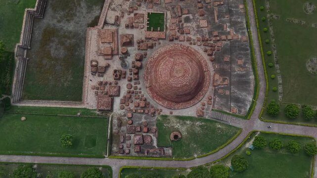 4K Drone Footage of Ruins of Lichhavi King Fort, Vaishali, Bihar | Aerial View of Ancient Historical Ruins and Archaeological Heritage Site in India