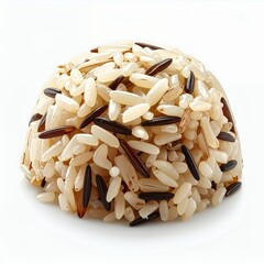 Dome of Mixed Rice Grains on White Background, a culinary presentation of diverse textures