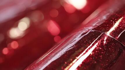 Red glitter texture showing festive holiday wrapping paper