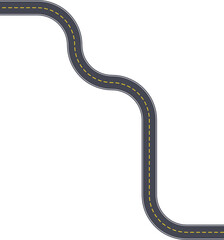 Top view roadway graphic depicting a diagonal zigzag route built from squared wave segments.