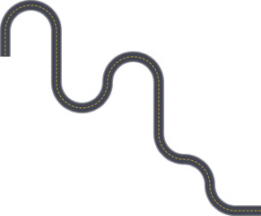 Top view road path graphic showing an irregular form created by squared wave routing with lane markings.