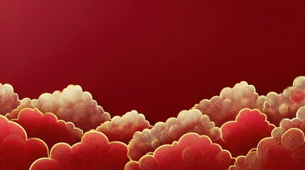 Red and gold oriental clouds forming a festive background
