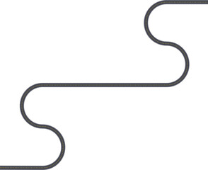 Top view road graphic featuring an irregular square-based zigzag path with consistent lane lines.