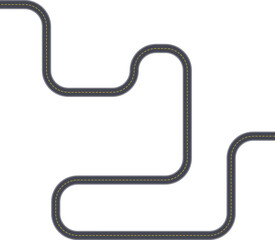 Fototapeta premium Top view street layout showing an irregular squared path arrangement with roadway markings.