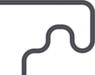 Top view roadway graphic illustrating a wave-based squared road path structure.