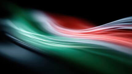 Dynamic light waves flowing in red, green, and white