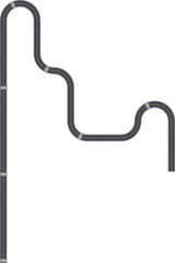 Top view highway path graphic showing a zigzag route with extended squared turns.