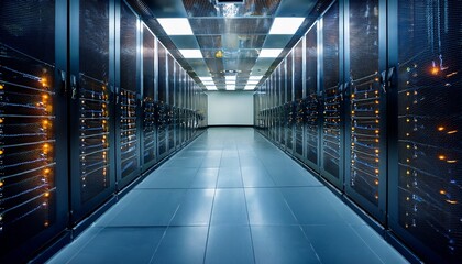 Fototapeta premium rows of server racks in a modern data center