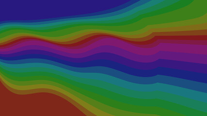Deep Spectrum: Abstract Wavy Dark Rainbow Background with Deep Multicolored Stripes for Bold Creative Designs