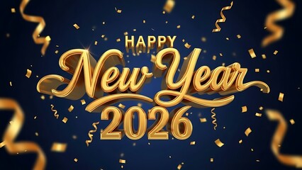 Merry Christmas and Happy New Year 2026 greeting card design featuring a winter night sky with stars and a holiday celebration light sign vector illustration wallpaper