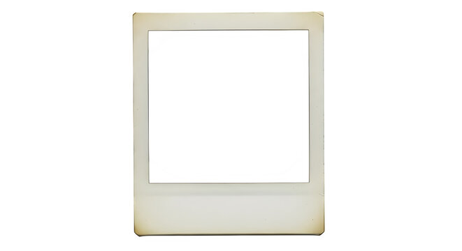 Vintage instant photo frame with blank white center, isolated on transparent background