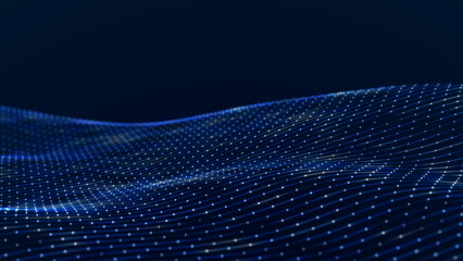 Colored music surface. Beautiful curved wave on a dark background. Digital technology background. 3D